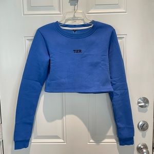 Tier Activewear Blue Cropped Sweatshirt Small (fits like XS) NEW Fleece Workout
